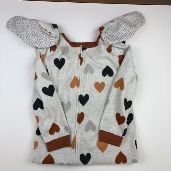 NEW - Carter's 1-Piece Unisex Hearts Soft Cozy Fleece Footie Pajamas Cabincore - Picture 9 of 13